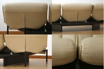 中古　本革(レザー)　Cassina(カッシーナ)　VERANDA(ヴェランダ) 　125VERANDA3　高級感溢れるデザインと機能性が素敵な3Pソファ(三人掛け、ハイバックチェア)(定価約150万円)(R-071358)