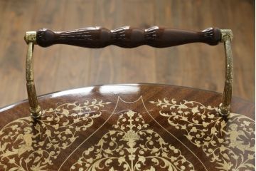 中古　見ているだけで楽しくなる象嵌入りのお洒落なトロリー(キャスターワゴン、キッチンワゴン、サイドテーブル、バタフライテーブル)(R-071373)