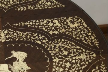 中古　見ているだけで楽しくなる象嵌入りのお洒落なトロリー(キャスターワゴン、キッチンワゴン、サイドテーブル、バタフライテーブル)(R-071373)