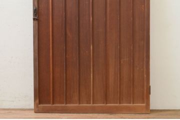アンティーク建具　和の雰囲気を高めるマス目格子扉1枚(きつね格子、狐格子、升目格子戸、板戸、ドア)(R-071377)