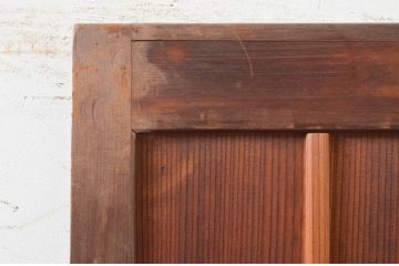 アンティーク建具　和の雰囲気を高めるマス目格子扉1枚(きつね格子、狐格子、升目格子戸、板戸、ドア)(R-071377)