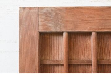 アンティーク建具　和の雰囲気を高めるマス目格子扉1枚(きつね格子、狐格子、升目格子戸、板戸、ドア)(R-071378)