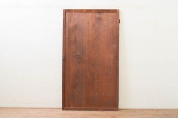 アンティーク建具　和の雰囲気を高めるマス目格子扉1枚(きつね格子、狐格子、升目格子戸、板戸、ドア)(R-071378)
