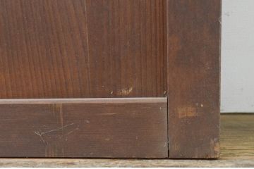 アンティーク建具　和の雰囲気を高めるマス目格子扉1枚(きつね格子、狐格子、升目格子戸、板戸、ドア)(R-071378)