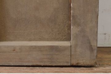 アンティーク建具　どこか懐かしい雰囲気漂うガラス戸1枚(きつね格子、狐格子、引き戸、升目格子戸、マス目)(R-071386)