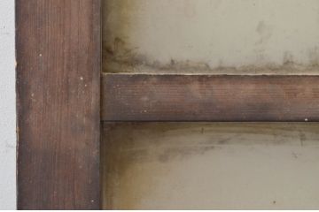 アンティーク建具　どこか懐かしい雰囲気漂うガラス戸1枚(きつね格子、狐格子、引き戸、升目格子戸、マス目)(R-071386)