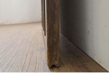 アンティーク建具　どこか懐かしい雰囲気漂うガラス戸1枚(きつね格子、狐格子、引き戸、升目格子戸、マス目)(R-071386)