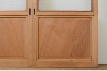 アンティーク建具　杉材　木目が楽しめる一枚板のガラス帯戸3枚セット(引き戸、板戸)(R-071388)