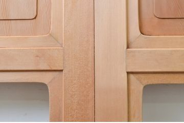 アンティーク建具　杉材　木目が楽しめる一枚板のガラス帯戸3枚セット(引き戸、板戸)(R-071388)