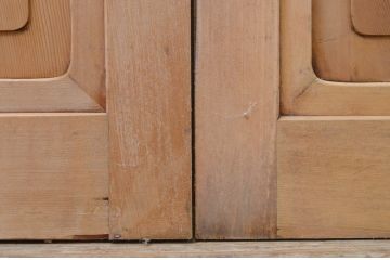 アンティーク建具　杉材　木目が楽しめる一枚板のガラス帯戸3枚セット(引き戸、板戸)(R-071388)