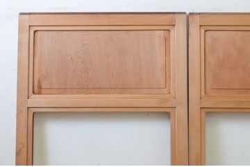 アンティーク建具　杉材　木目が楽しめる一枚板のガラス帯戸3枚セット(引き戸、板戸)(R-071388)