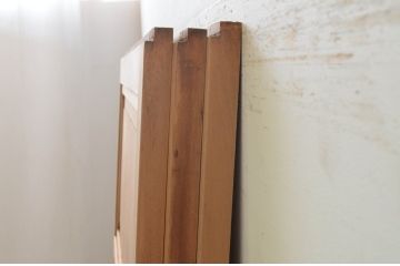 アンティーク建具　杉材　木目が楽しめる一枚板のガラス帯戸3枚セット(引き戸、板戸)(R-071388)