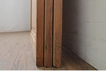 アンティーク建具　杉材　木目が楽しめる一枚板のガラス帯戸3枚セット(引き戸、板戸)(R-071388)