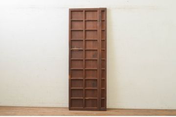 アンティーク建具　時を経た風合いが魅力的なマス目格子の折れ戸1枚(きつね格子、狐格子、升目格子戸、扉、ドア)(R-071391)