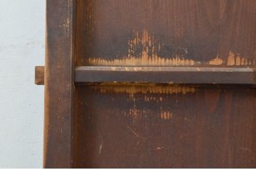 アンティーク建具　時を経た風合いが魅力的なマス目格子の折れ戸1枚(きつね格子、狐格子、升目格子戸、扉、ドア)(R-071391)