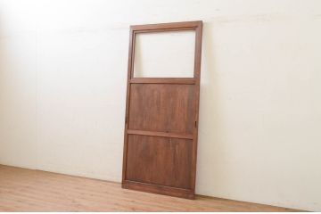 アンティーク建具　レトロな空間作りにおすすめなガラス入り板戸1枚(ガラス戸、引き戸)(R-071394)