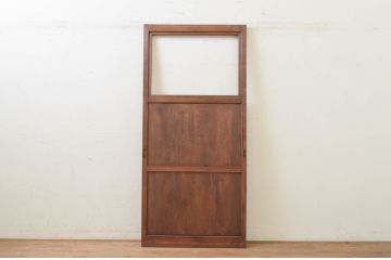 アンティーク建具　レトロな空間作りにおすすめなガラス入り板戸1枚(ガラス戸、引き戸)(R-071394)