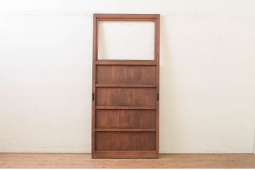 アンティーク建具　レトロな空間作りにおすすめなガラス入り板戸1枚(ガラス戸、引き戸)(R-071394)