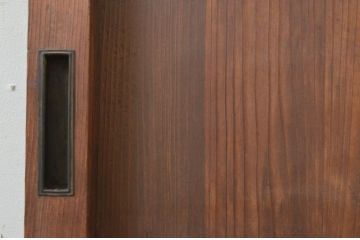 アンティーク建具　レトロな空間作りにおすすめなガラス入り板戸1枚(ガラス戸、引き戸)(R-071394)