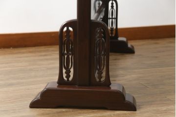 中古　超美品!!　最高級　伝統工芸品　大阪唐木指物　好斉作　蒔絵入り　漆塗り　中澤唐木　紫檀(シタン)材　和の空間を引き立てる輪島塗りの衝立て(仕切り、パーテーション、つい立て、衝い立て)(定価約200万円)(R-071411)