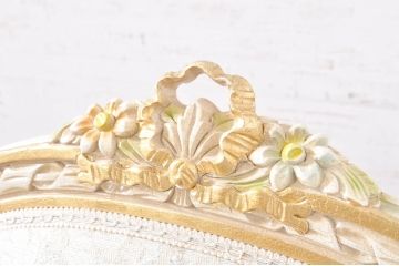 中古　美品　イタリア高級家具　Mario Colciago&Figli(マリオ・コルチャゴ)　ロココ調　華やかな白が眩しいエレガントな雰囲気漂うアームチェア2脚セット(ダイニングチェア、サロンチェア、椅子、イス)(定価2脚で約60万円)(R-071413)