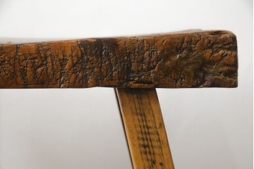 中古　アンティーク調　木の質感をそのまま味わえる民芸スツール(板座チェア、椅子、イス)(R-071417)