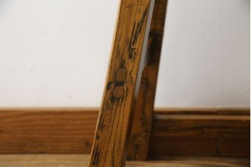 中古　アンティーク調　木の質感をそのまま味わえる民芸スツール(板座チェア、椅子、イス)(R-071417)