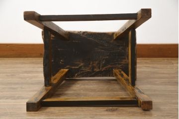 中古　アンティーク調　木の質感をそのまま味わえる民芸スツール(板座チェア、椅子、イス)(R-071417)