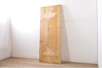 中古　特大!!　幅2.5メートル　タモ材　重厚感ある立派な一枚板(テーブルトップ、テーブル天板、木材、DIY、材料、飾り台、陳列台、店舗什器)(定価約120万円)(R-071439)