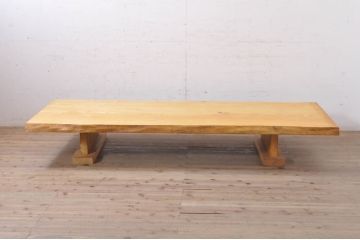 中古　特大!!　幅2.5メートル　タモ材　重厚感ある立派な一枚板(テーブルトップ、テーブル天板、木材、DIY、材料、飾り台、陳列台、店舗什器)(定価約120万円)(R-071439)
