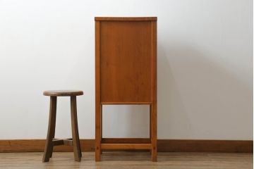 和製アンティーク　古い学校のレトロな縦型レコードケース(引き出し、サイドチェスト)(R-071440)