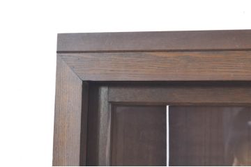 和製アンティーク　上手物!!　タモ材　格納式作業台付き　懐かしい雰囲気が魅力的な作りの良い収納棚(食器棚、戸棚、本棚、キャビネット、カップボード)(R-071445)