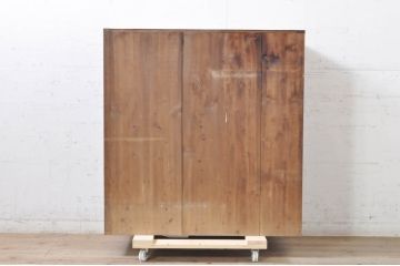 和製アンティーク　上手物!!　タモ材　懐かしい雰囲気が魅力的な収納棚(食器棚、カップボード、戸棚、サイドキャビネット、サイドボード、飾り棚、本箱、本棚)(R-071448)