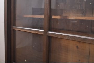 和製アンティーク　上手物!!　タモ材　懐かしい雰囲気が魅力的な収納棚(食器棚、カップボード、戸棚、サイドキャビネット、サイドボード、飾り棚、本箱、本棚)(R-071448)