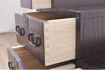 中古　美品!!　青木産業製　上質な和の雰囲気香る階段箪笥(江戸整理タンス、階段タンス、収納箪笥、和タンス、引き出し)(R-071449)