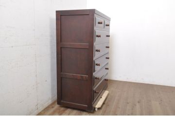 中古　松本民芸家具　D型整理タンス　和洋どちらにも馴染む上品な佇まいのチェスト(整理タンス、洋服タンス、引き出し)(定価約38万円)(R-071450)