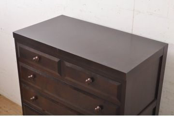 中古　松本民芸家具　D型整理タンス　和洋どちらにも馴染む上品な佇まいのチェスト(整理タンス、洋服タンス、引き出し)(定価約38万円)(R-071450)