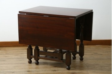 中古　松本民芸家具　M型バタフライ卓(角)　シックな色合いと凝った脚のデザインが魅力的なバタフライテーブル　定価約26万円　(R-071454)