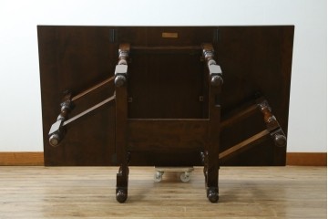 中古　松本民芸家具　M型バタフライ卓(角)　シックな色合いと凝った脚のデザインが魅力的なバタフライテーブル　定価約26万円　(R-071454)