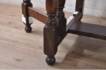 中古　松本民芸家具　M型バタフライ卓(角)　シックな色合いと凝った脚のデザインが魅力的なバタフライテーブル(エクステンションテーブル、ダイニングテーブル、4人掛け、2人掛け、4P、2P)(定価約26万円)(R-071454)