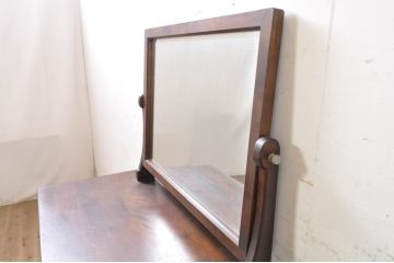 中古　松本民芸家具　シンプルなデザインで取り入れやすいT型ドレッサー凹面(ドレッシングチェスト、鏡台、化粧台、ミラー)(定価約33万円)(R-071455)