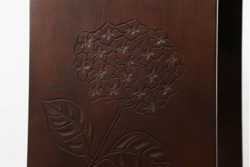 和製ビンテージ　品のある佇まいが魅力の彫刻入り電話台(サイドテーブル、花台、引き出し、ヴィンテージ)(R-071459)