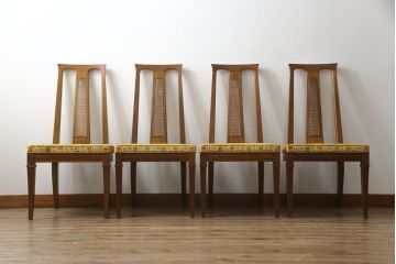 中古　DREXEL HERITAGE(ドレクセルヘリテイジ)　TRIUNE(トライユン)　クラシカルなデザインが魅力的なダイニングチェア4脚セット(サイドチェア、椅子、イス)(R-071461)