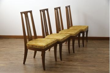 中古　DREXEL HERITAGE(ドレクセルヘリテイジ)　TRIUNE(トライユン)　クラシカルなデザインが魅力的なダイニングチェア4脚セット(サイドチェア、椅子、イス)(R-071461)