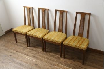 中古　DREXEL HERITAGE(ドレクセルヘリテイジ)　TRIUNE(トライユン)　クラシカルなデザインが魅力的なダイニングチェア4脚セット(サイドチェア、椅子、イス)(R-071461)