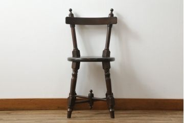 中古　松本民芸家具　凝った装飾が素敵な南京小椅子(板座チェア、イス、いす、ダイニングチェア)(R-071462)