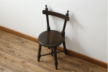 中古　松本民芸家具　凝った装飾が素敵な南京小椅子(板座チェア、イス、いす、ダイニングチェア)(R-071462)