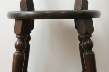 中古　松本民芸家具　凝った装飾が素敵な南京小椅子(板座チェア、イス、いす、ダイニングチェア)(R-071462)
