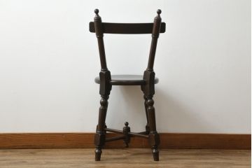 中古　松本民芸家具　凝った装飾が素敵な南京小椅子(板座チェア、イス、いす、ダイニングチェア)(R-071462)