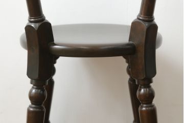 中古　松本民芸家具　凝った装飾が素敵な南京小椅子(板座チェア、イス、いす、ダイニングチェア)(R-071462)